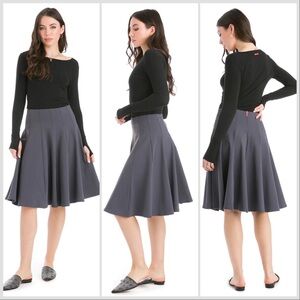 Hard Tail Forever Fit and Flare Knee Skirt in Grey Sz L